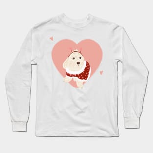 Maltipoo Puppy wearing Valentines Heart Sweater Long Sleeve T-Shirt